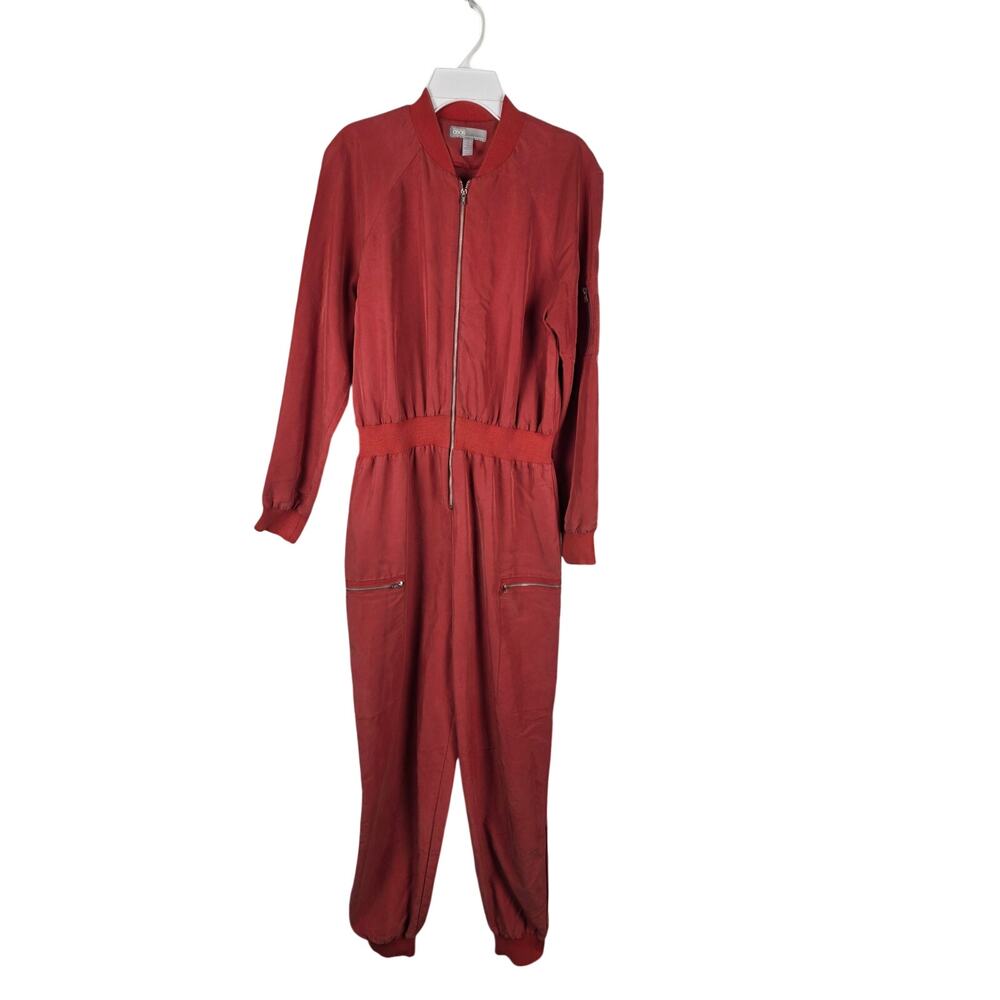 ASOS Long Sleeve Utility Jumpsuit Size 6 Rust Coral Zip Boiler Suit EUC